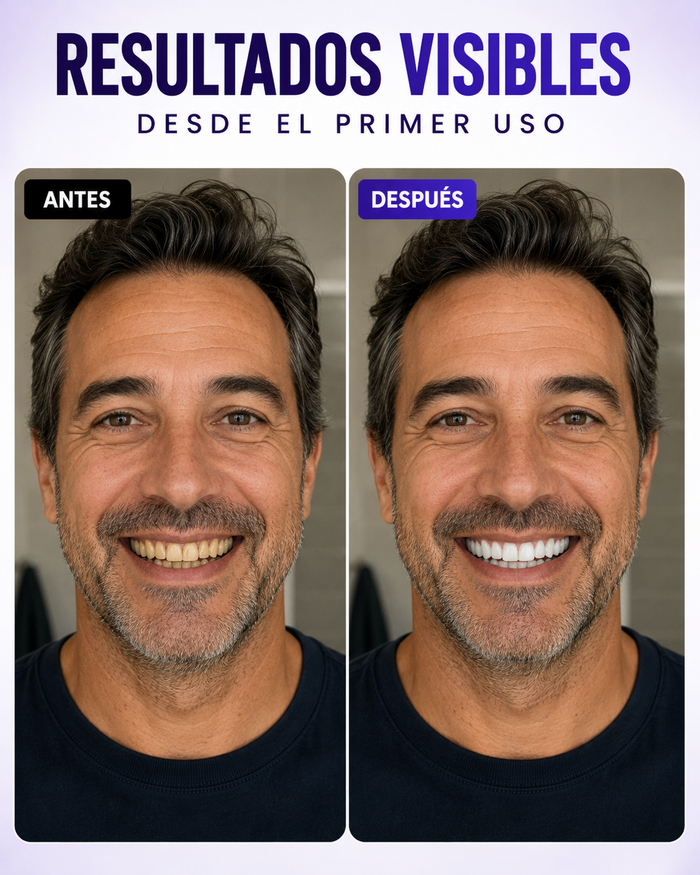 Antes y después de usar el gel blanqueador