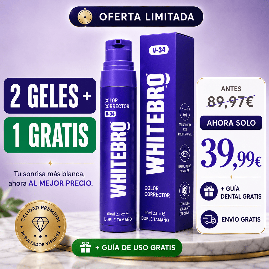 Blanqueador Dental V34 Whitebro – Neutralizador de Amarillo Instantáneo. 60ML - Quintéa