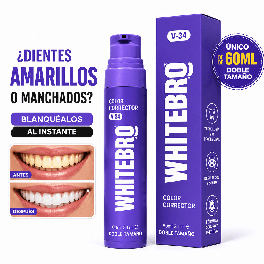 Blanqueador Dental V34 Whitebro – Neutralizador de Amarillo Instantáneo. 60ML - Quintéa