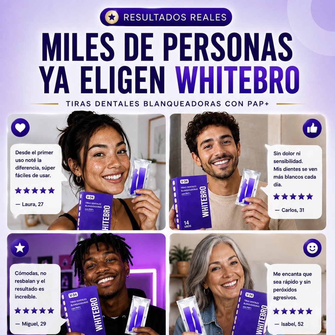 Tiras Blanqueadoras Dentales V34 (14 Unidades) – Elimina el Amarillo y Blanquea tus Dientes en Casa - Quintéa