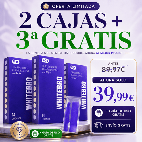 Tiras Blanqueadoras Dentales V34 – Elimina el Amarillo y Blanquea tus Dientes en Casa - Quintéa